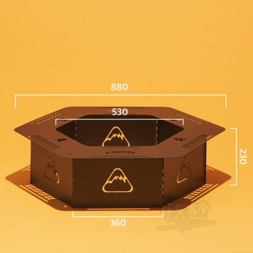 韓國A.NATIVE 鐵六角桌【好勢露營】黑/綠 硬派戶外桌六角桌 焚火桌圍爐 幾何工業鐵桌 六角鐵桌-細節圖9