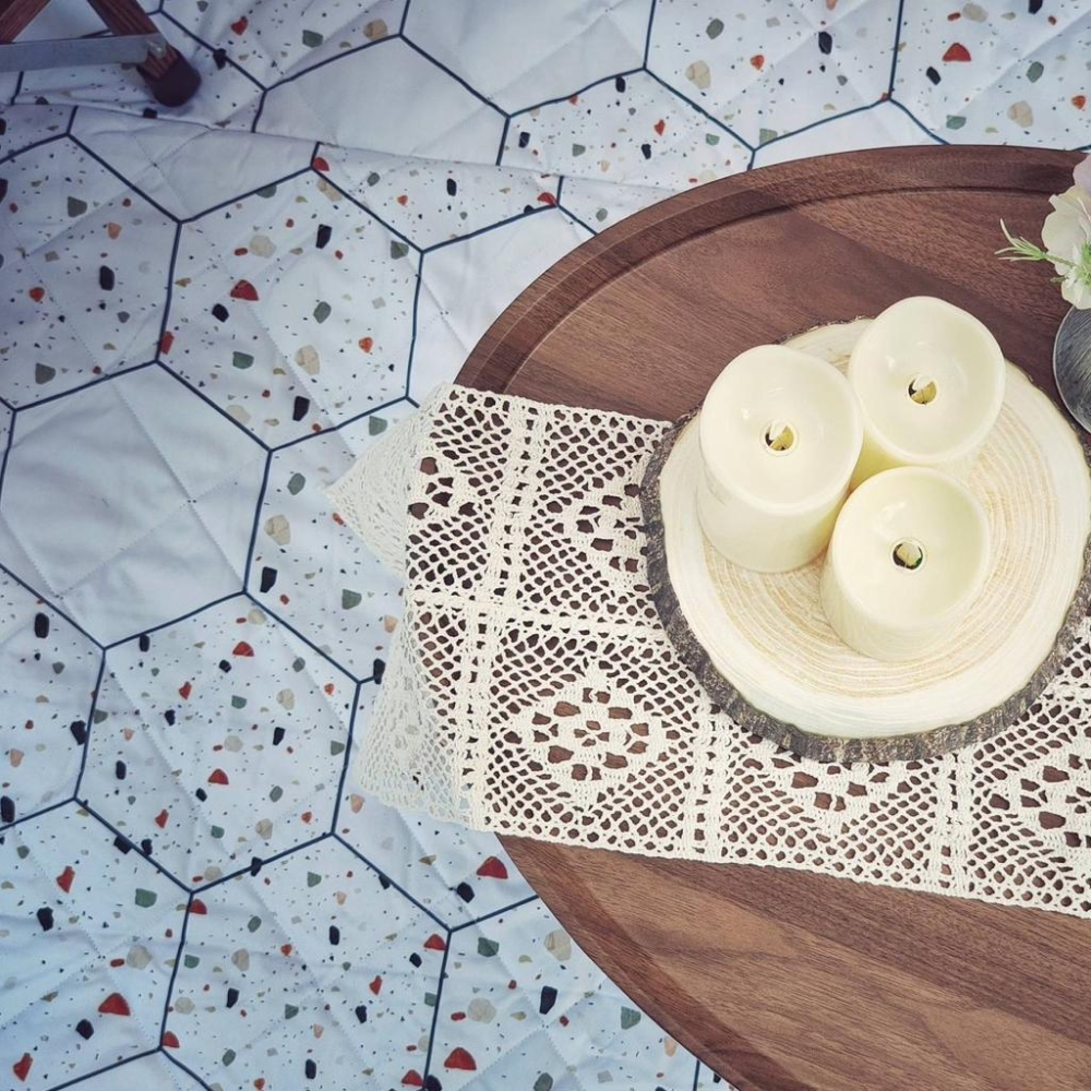 走露吧 童趣水磨石六角花磚地墊【好勢露營】CAMPANIMAL 美學地墊 野餐墊 前庭地墊 防水地墊 防潮地墊 可機洗-細節圖2