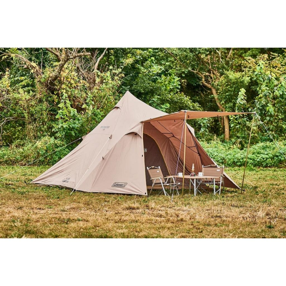 Coleman 灰咖啡印地安帳/寬3025【好勢露營】CM-85613客廳帳炊事帳篷4～5人印第安帳尖尖帳-細節圖6