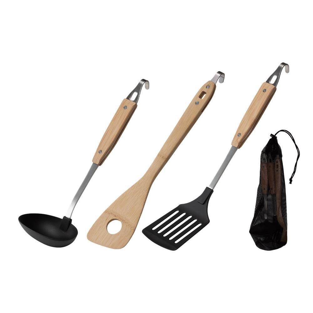 Snow Peak 料理器具組(CS-217)【好勢露營】露營湯勺 竹鏟子 料理鍋鏟 戶外廚具 附收納袋-細節圖2