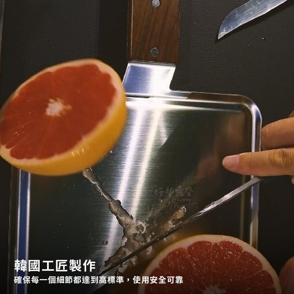 韓國 KINOX 大師砧板 胡桃木握把【好勢露營】韓國製不鏽鋼砧板 儀式感擺盤 野營砧板 不銹鋼抗菌砧板-細節圖4