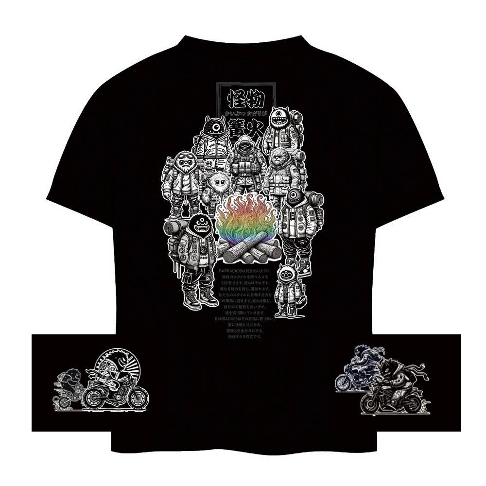 BARRACK09 限量超重磅質感 怪物篝火T-shirt 寬鬆 短T oversize【好勢露營】男女 潮T 戶外上衣-細節圖2