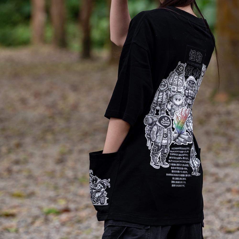 BARRACK09 限量超重磅質感 怪物篝火T-shirt 寬鬆 短T oversize【好勢露營】男女 潮T 戶外上衣-細節圖8