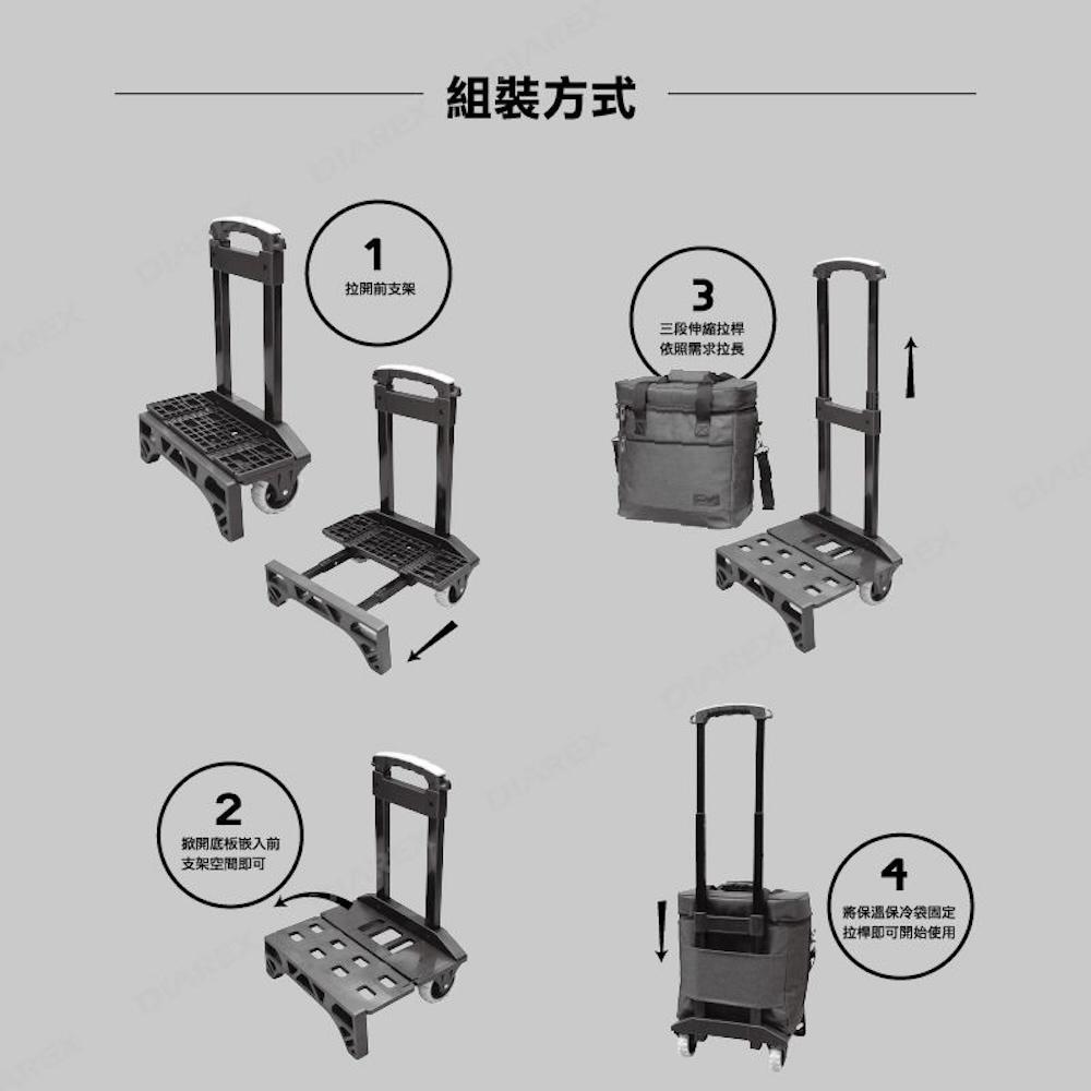 Pro Kamping 領航家 酷卡拉桿式保冷袋 30L【好勢露營】cool car 多功能保冷袋 拉桿保冷袋 買菜推車-細節圖9