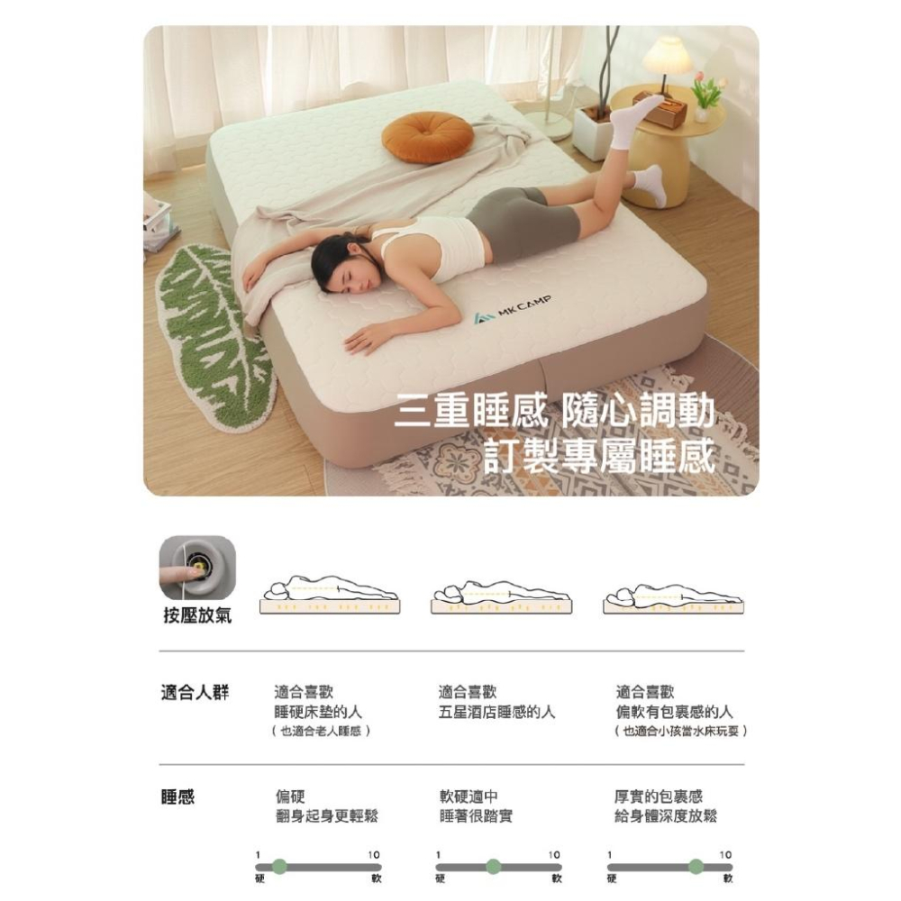 美國杜邦MKCAMP 雲空間PRO充氣床 100cm/150cm/200cm【好勢露營】送充氣機+收納袋 記憶棉床-細節圖6