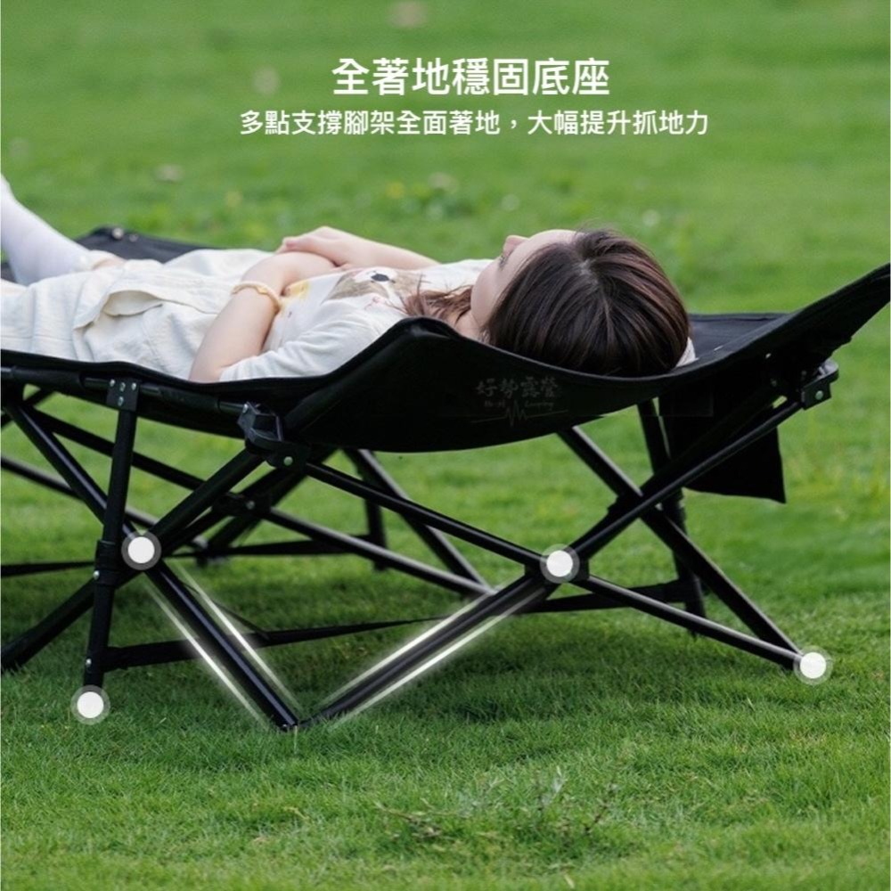 BLACKDOG 黑狗 雲榻 折疊行軍床【好勢露營】折疊床 220kg承重 碳鋼行軍床 70cm加寬床墊 免安裝折疊床-細節圖6