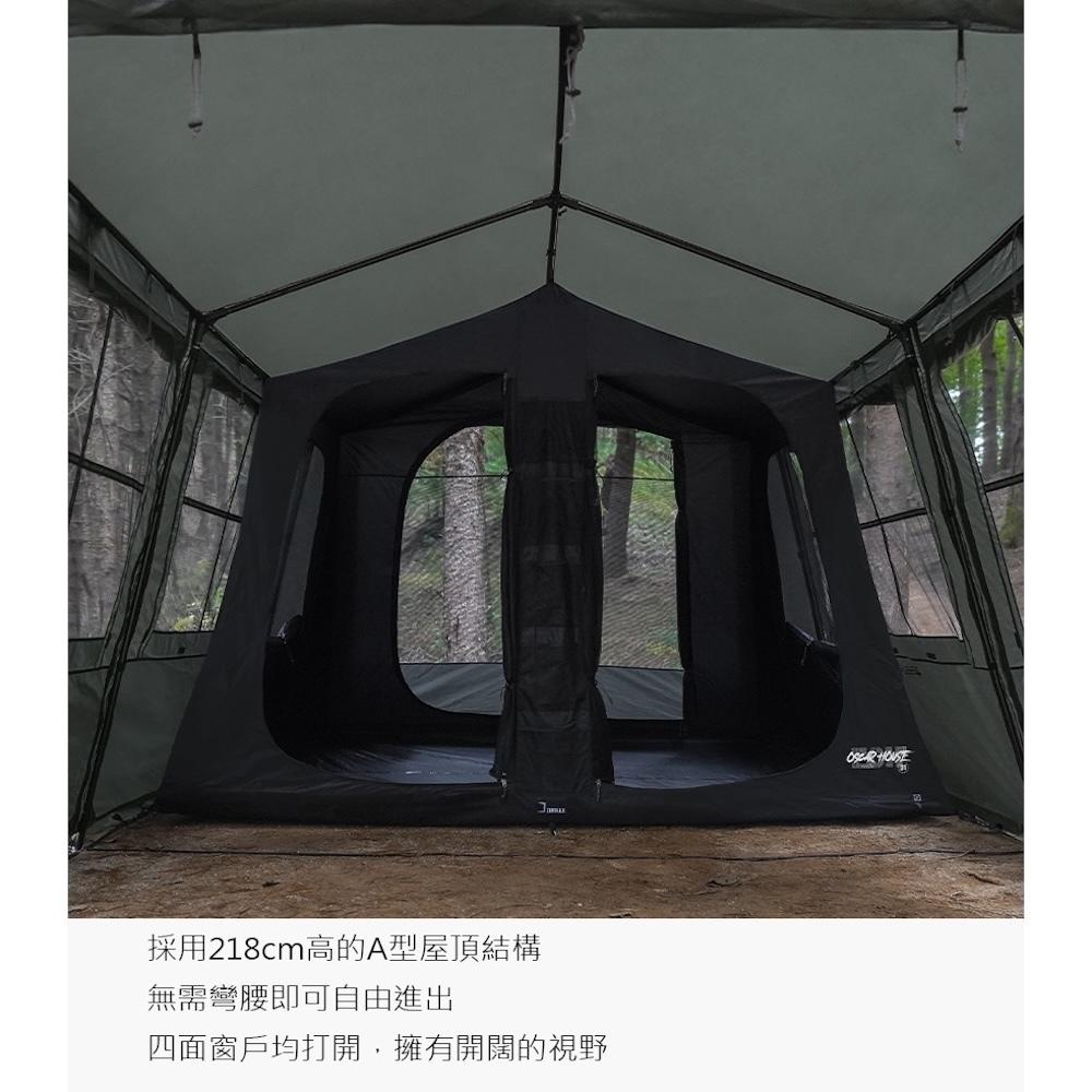 KAZMI KZM OSCAR 工業風奧斯卡4人帳-灰色【好勢露營】小屋帳篷 客廳帳 野營野餐 露營 專用掛窗 軍綠色-細節圖6