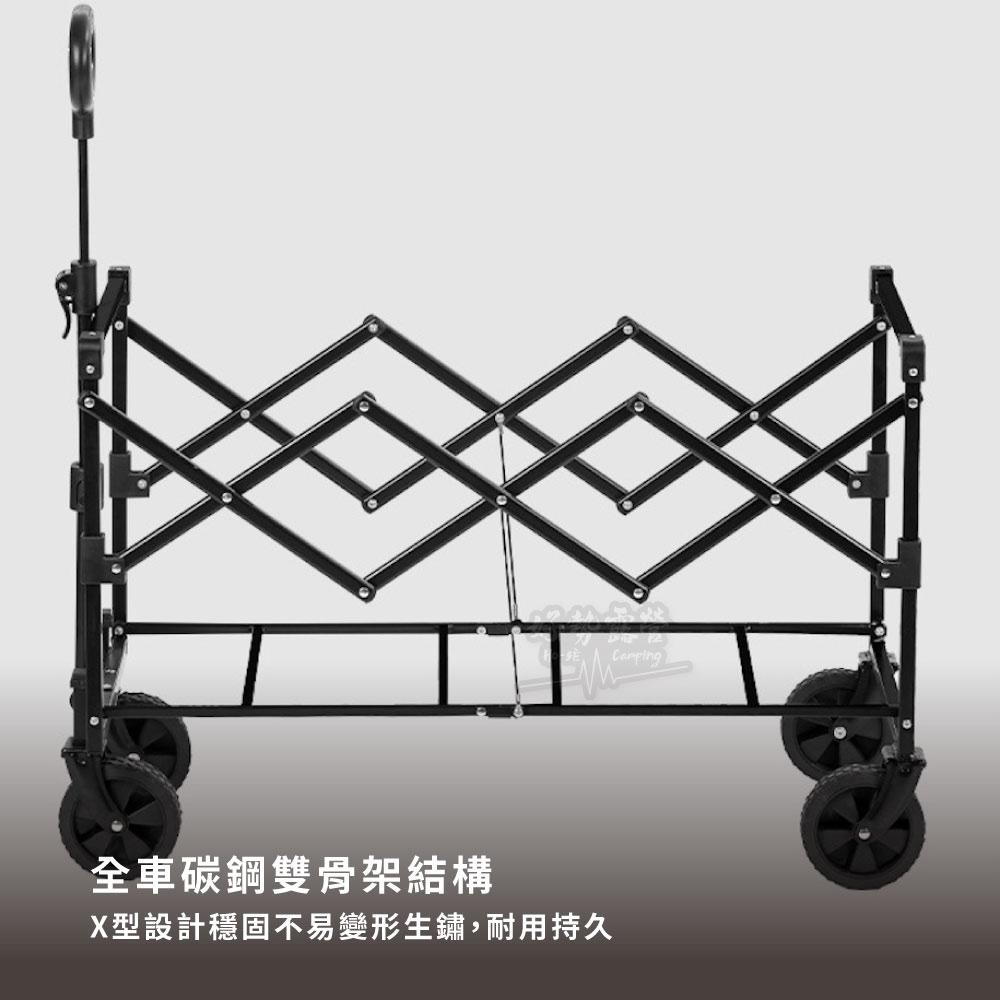 BLACKDOG 黑狗 星轍 可折疊露營推車【好勢露營】 黑化手拉車 輕量化設計 折疊小拖車 裝備推車-細節圖4