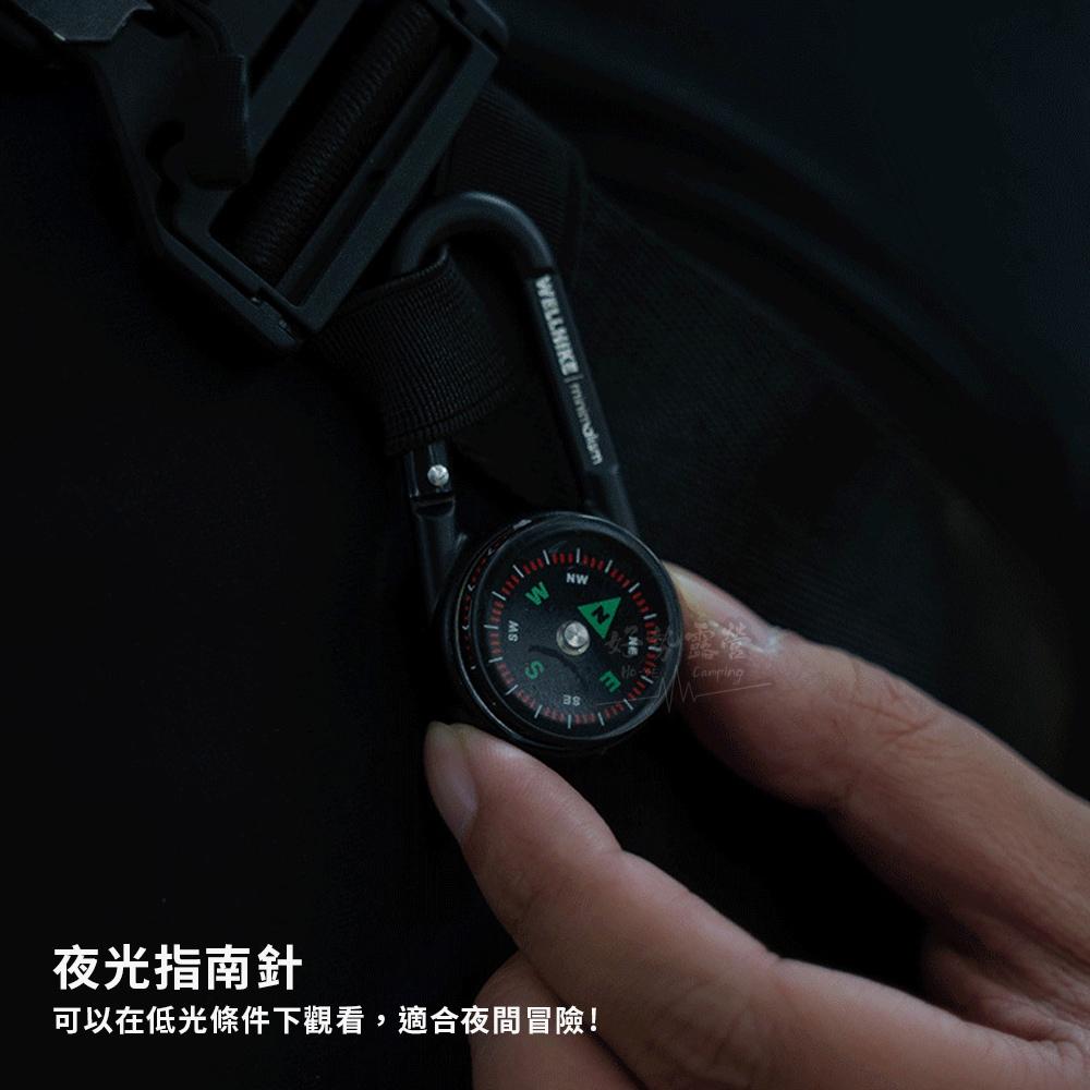 WELLHIKE 三合一指南針溫度計掛扣【好勢露營】掛扣環 戰術生存鑰匙圈 登山扣 露營帳篷扣環 軍事露營工具-細節圖3