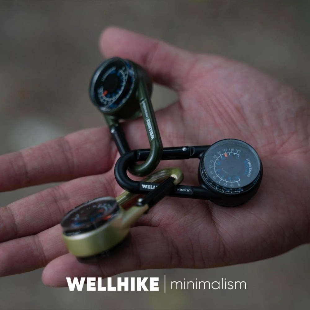 WELLHIKE 三合一指南針溫度計掛扣【好勢露營】掛扣環 戰術生存鑰匙圈 登山扣 露營帳篷扣環 軍事露營工具-細節圖8