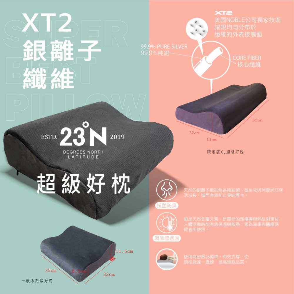 北緯23度 超級好枕XL版-抗菌枕【好勢露營】逗點枕頭露營枕 記憶枕 23N 台灣北緯二十三度 高密度記憶棉COMMA-細節圖4