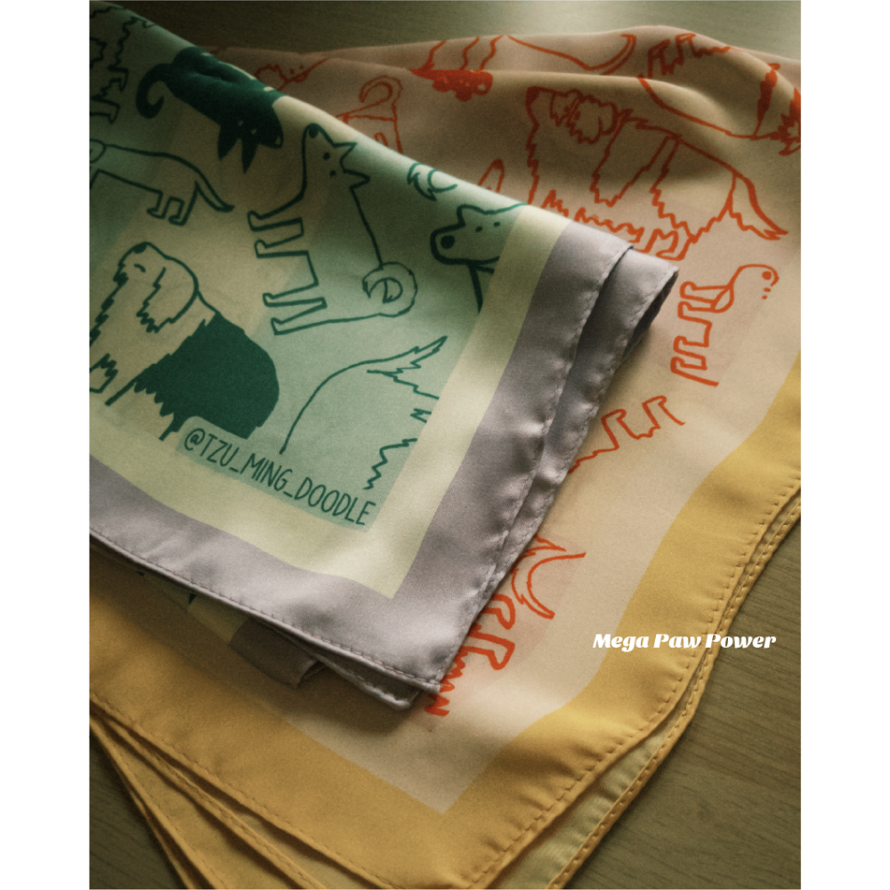 【🇹🇼tzu ming doodle】好狗圖鑑絲巾（共2色）-細節圖4