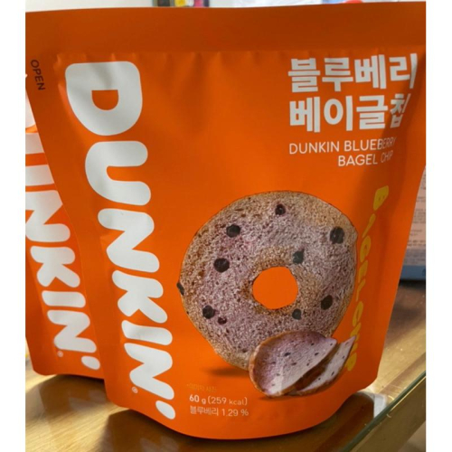 韓國 熱銷DUNKIN DONUTS 起司貝果藍莓貝果片 60g/包 起司貝果片 貝果脆片 餅乾