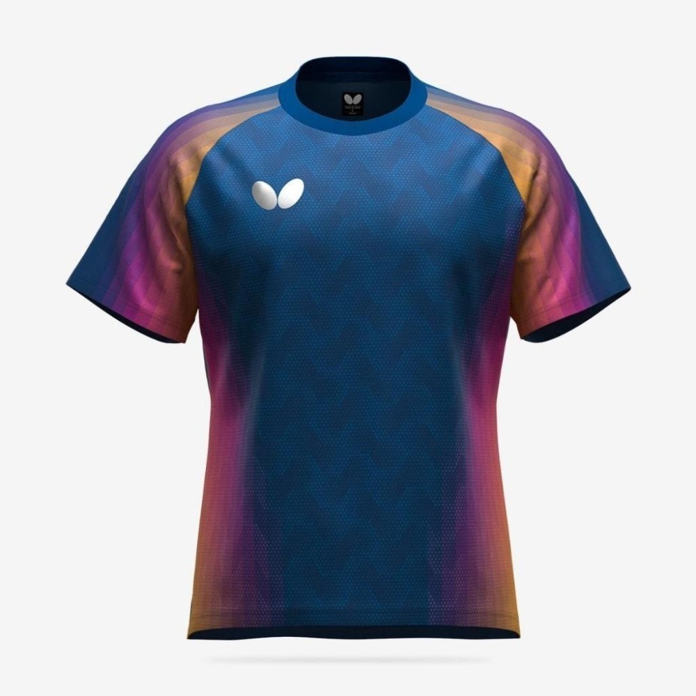 <樂勝Let＇s win>日本進口 BUTTERFLY 蝴蝶桌球衣 乒乓球衣 吸濕排汗 藍淺藍/藍紫-細節圖6