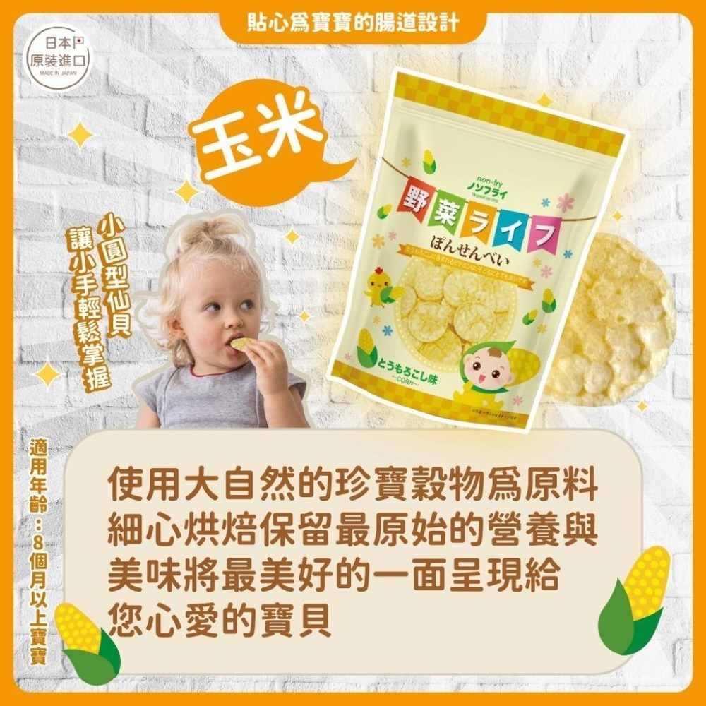 💗💗小姐姐日本零食💗💗 日本小孩吃的仙貝 來自愛知縣 無添加人工香料 寶寶食堂 玉米番茄 菠菜 紫薯-細節圖5