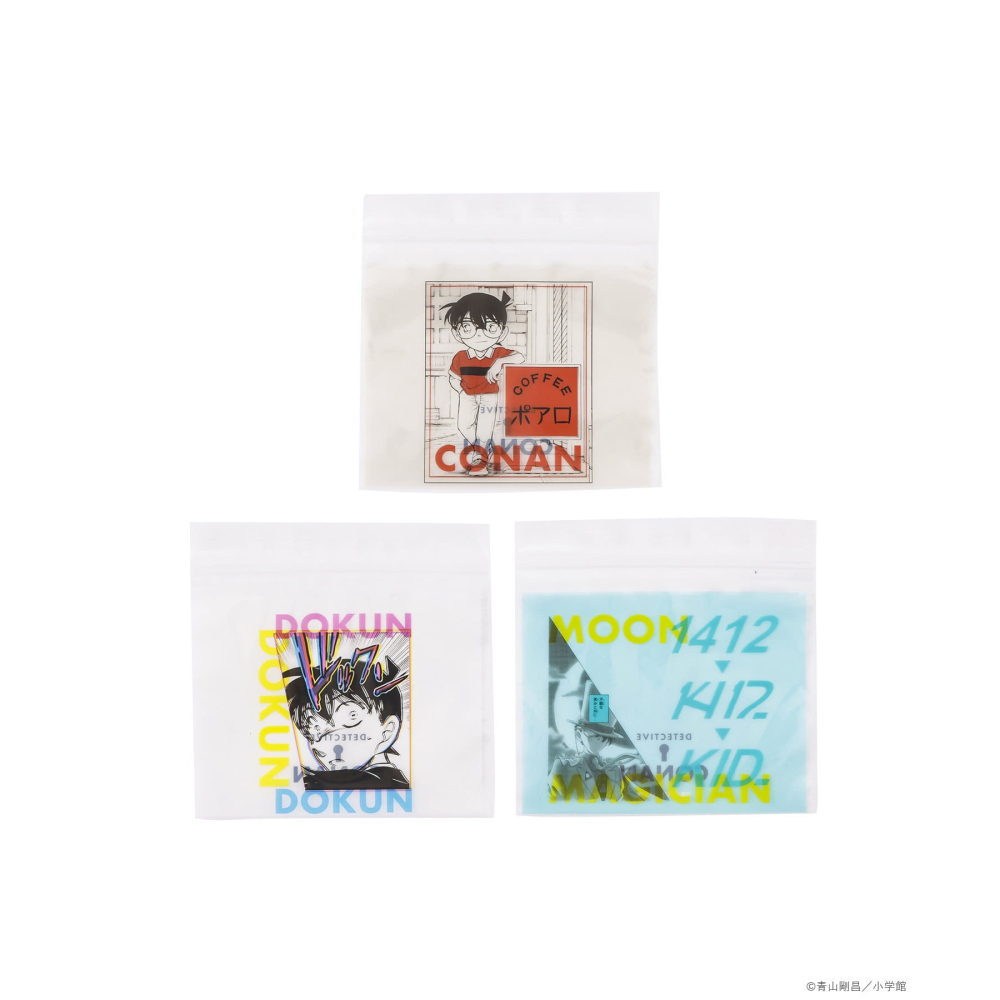 現貨 名偵探柯南 日本限定 柯南30周年 3COINS 聯名 夾鏈袋 袋子 工藤新一 怪盜基德 江戶川柯南-細節圖2