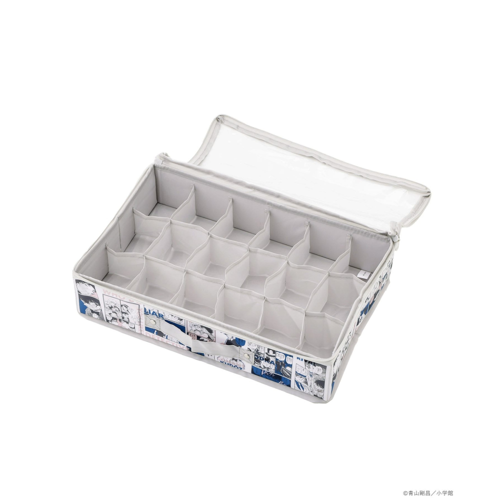 現貨 名偵探柯南 日本限定 柯南30周年 3COINS 聯名 摺疊收納盒 灰色 怪盜基德 江戶川柯南 灰原哀-細節圖3