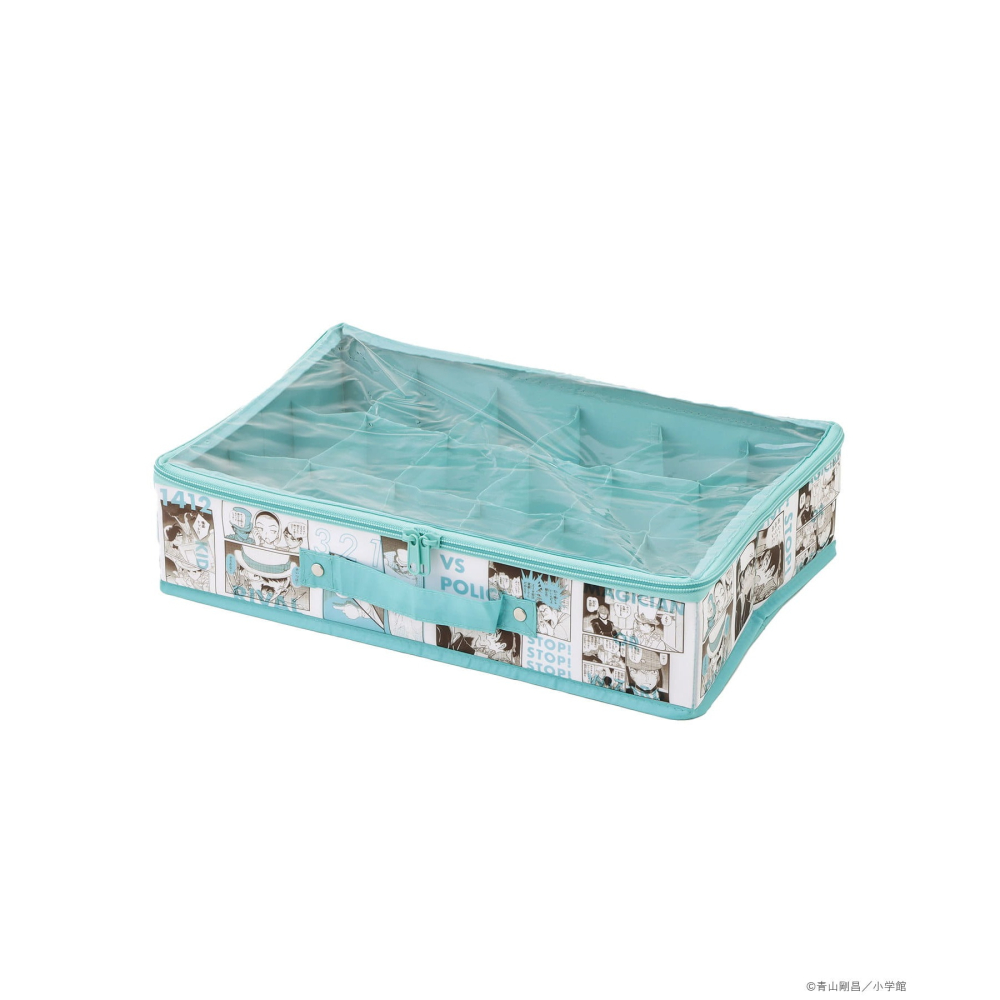 現貨 名偵探柯南 日本限定 柯南30周年 3COINS 聯名 摺疊收納盒 淺藍色 怪盜基德 江戶川柯南 服部平次-細節圖2