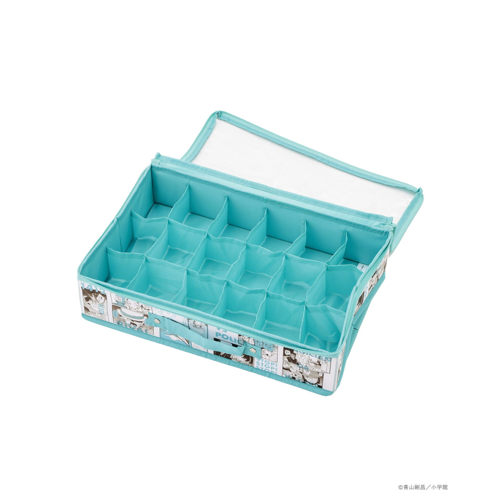 現貨 名偵探柯南 日本限定 柯南30周年 3COINS 聯名 摺疊收納盒 淺藍色 怪盜基德 江戶川柯南 服部平次-細節圖3