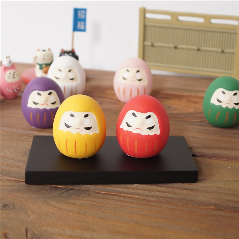 日系雜貨 日本 祈願 許願 祈福 達摩 不倒翁 公仔 擺設 擺飾（白、綠、黃、紅、粉、紫）6色選 Z0001 抬頭紋-細節圖5