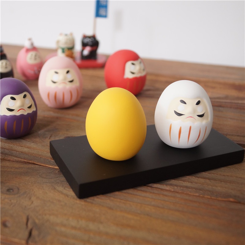 日系雜貨 日本 祈願 許願 祈福 達摩 不倒翁 公仔 擺設 擺飾（白、綠、黃、紅、粉、紫）6色選 Z0001 抬頭紋-細節圖6