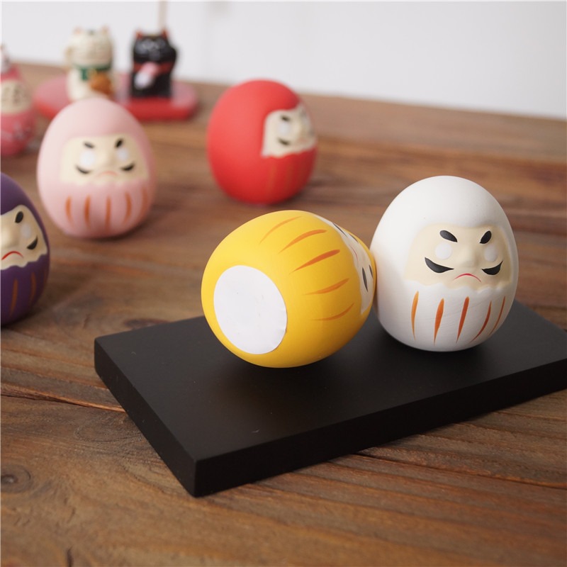 日系雜貨 日本 祈願 許願 祈福 達摩 不倒翁 公仔 擺設 擺飾（白、綠、黃、紅、粉、紫）6色選 Z0001 抬頭紋-細節圖7