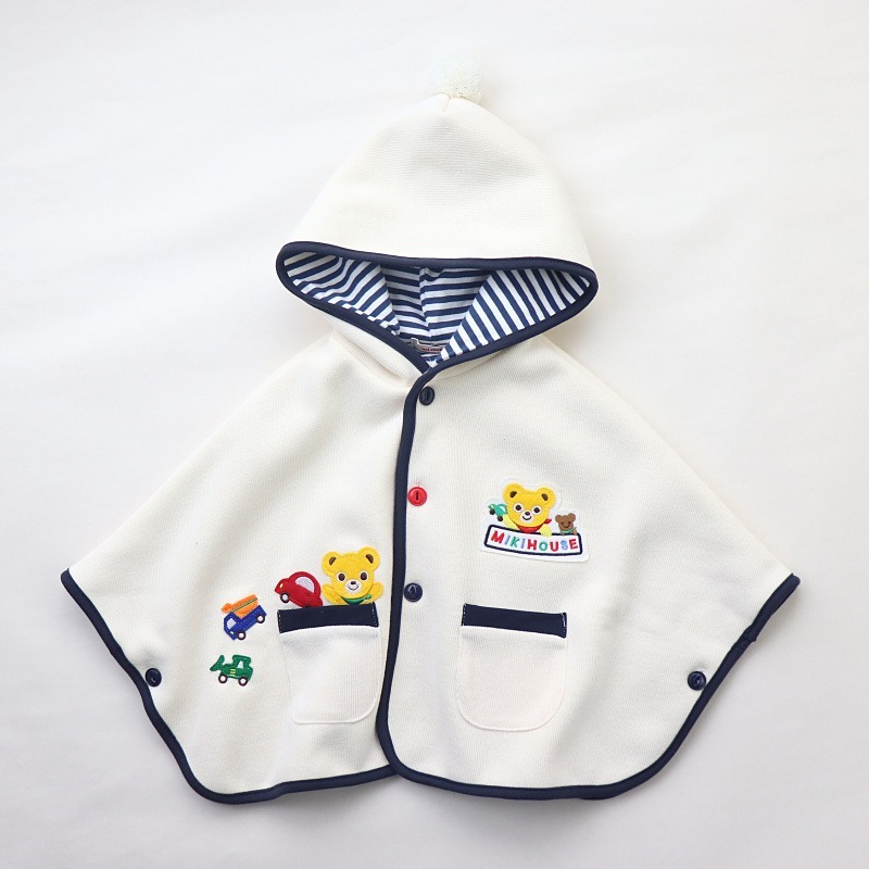 日系 男寶 女寶 卡通 連帽 斗篷 寶寶斗篷 兒童斗篷 小熊 兔子（米白、粉/90~130cm）C009 抬頭紋少女-規格圖9