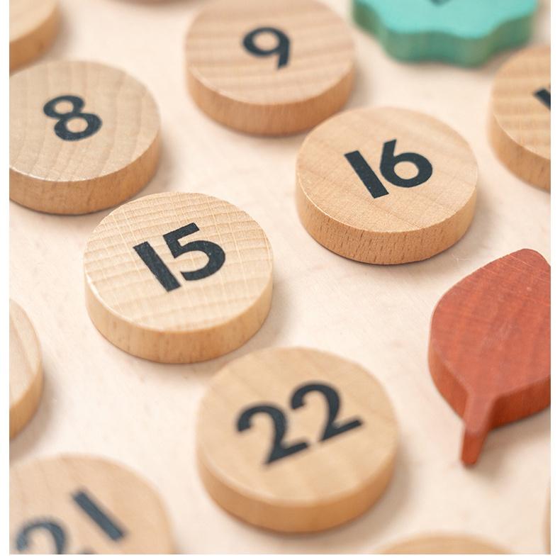 蒙特梭利 幼兒 櫸木磁吸式月曆認知教具 木質玩具 T0001 抬頭紋少女-細節圖8