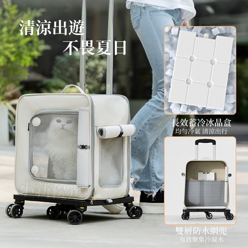 寵物外出拉桿包 寵物外出包 可放機車踏板 可折疊 貓咪推車 狗狗推車 貓咪拉桿包 狗狗外出包 貓包 透氣外出包-細節圖7