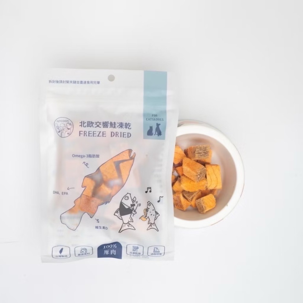 【MIGO寵物柑仔店】派庫廚房 犬貓凍乾 犬凍乾 貓凍乾 鮭魚 酥軟地瓜球凍乾 香檳鳥下水 鬼頭刀 犬貓零食  丁香魚-規格圖3