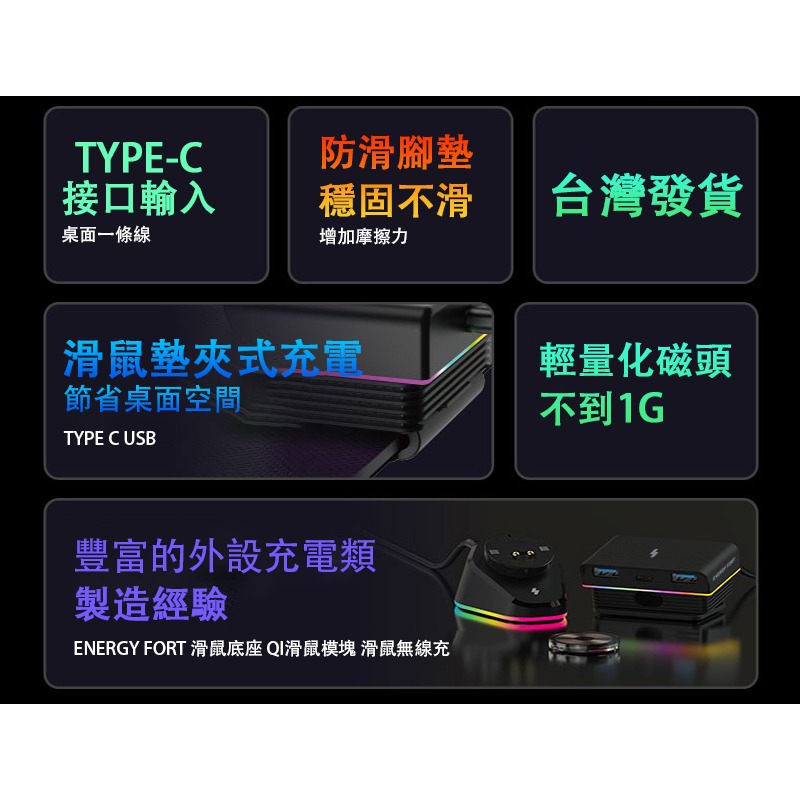 ENERGY FORT 磁吸滑鼠充電座(Type-C) 集線器 USB HUB 分線器 擴充 USB 電腦擴充-細節圖3