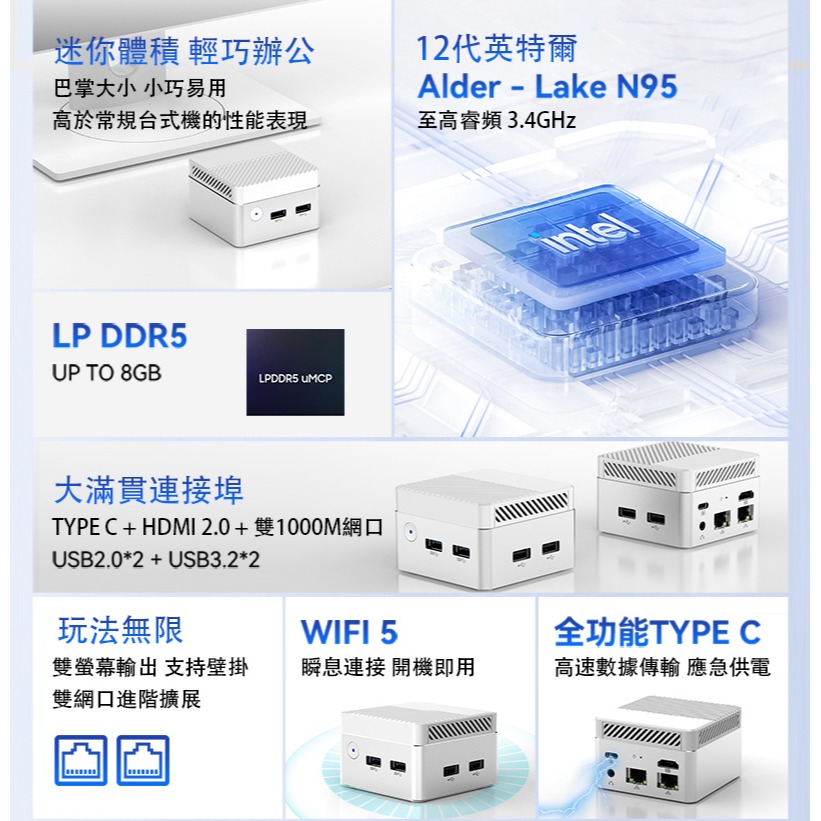 MOREFINE M6S (全功能Type-C版)迷你電腦(Intel N95 3.4GHz) - 8G 系列 小主機-細節圖3