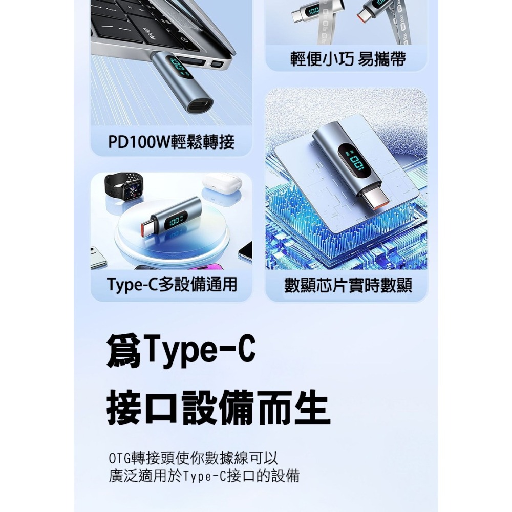 SIKAI Type-C 公轉 Type-C 母數顯轉接頭(100W) 數位顯示-細節圖4