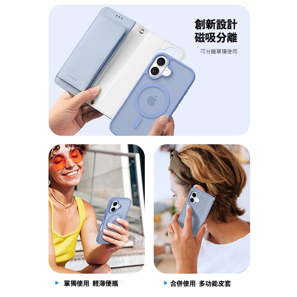 DUX DUCIS Apple 蘋果 iPhone 16 / 16 Plus LAWA 二合一錢包保護套 側翻皮套 真皮-細節圖8