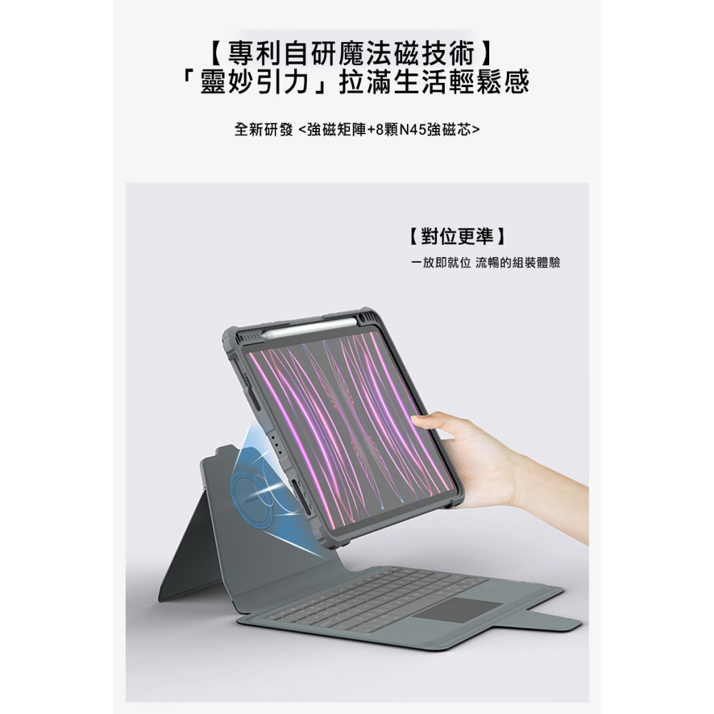 NILLKIN Apple 蘋果 iPad Pro 11 (2024/M4) 悍能鍵盤保護套(悍靈磁吸背光版) 平板保護-細節圖7