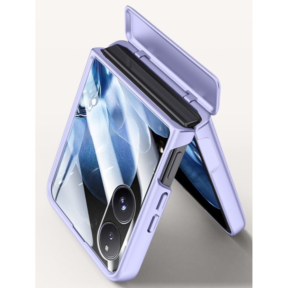 QinD Xiaomi 小米 Mix Flip 5G 絞鏈素皮保護套 保護殼 防摔套 手機套 自動彈簧 全包覆-細節圖9