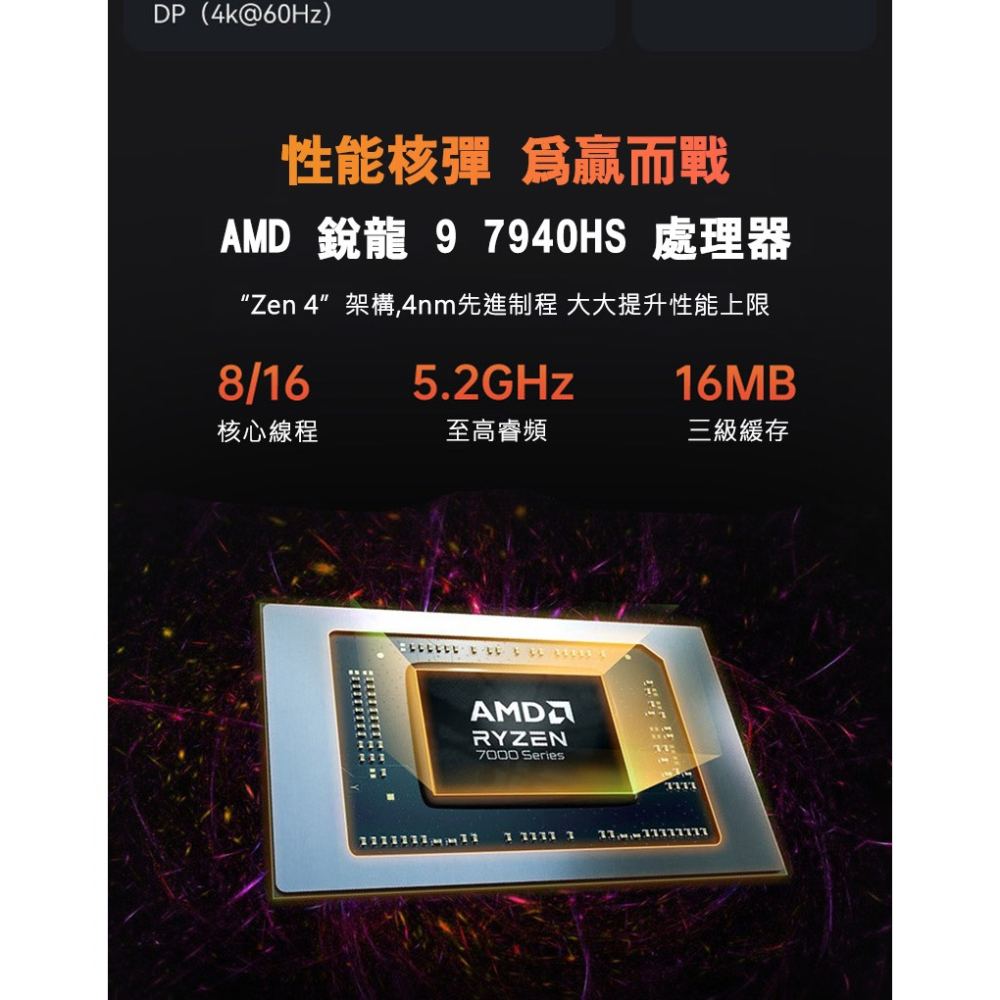 MOREFINE M600 迷你電腦(AMD R9-7940HS) - 8G+8G 系列 迷你主機 高效能 小主機-細節圖4