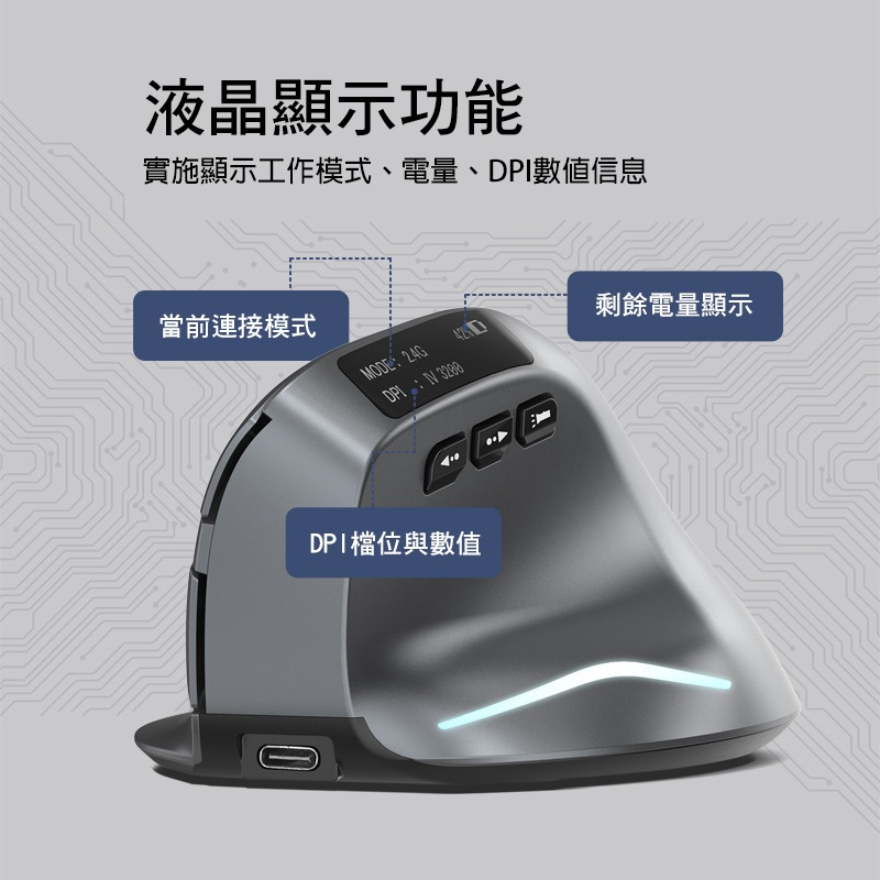 ZELOTES F-26C 垂直靜音滑鼠(無線螢幕版) 辦公滑鼠 人體工學 手腕舒適-細節圖8