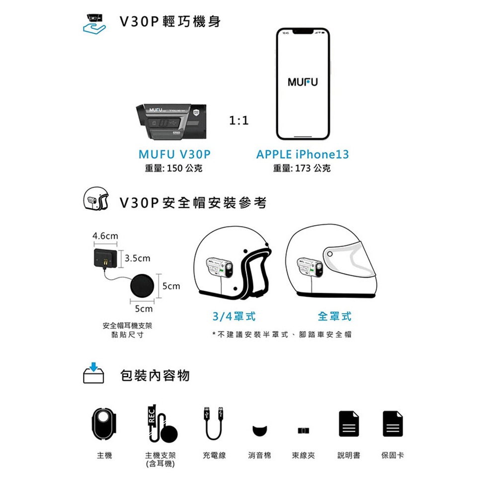 MUFU V30P 前後雙錄機車行車紀錄器-好神機 防水防塵 高畫質 Full HD 1080P 迷你輕巧 動作感應偵測-細節圖8