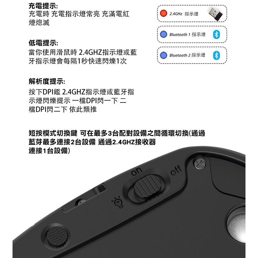 ZELOTES F-33 軌跡球雙模無線滑鼠(拇指) 循跡球 辦公滑鼠 人體工學 手腕舒適-細節圖8
