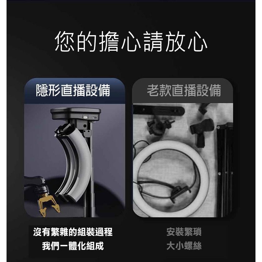 QinD S12 可收納補光燈手機直播支架 可站立 全身 全景 直播 3種色溫 9級調光-細節圖8