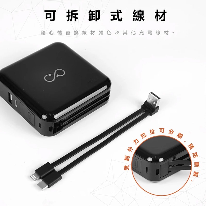YYL 多合一無線充電行動電源(10000mAh) MagSafe 自帶線 Type-C Lightning-細節圖3