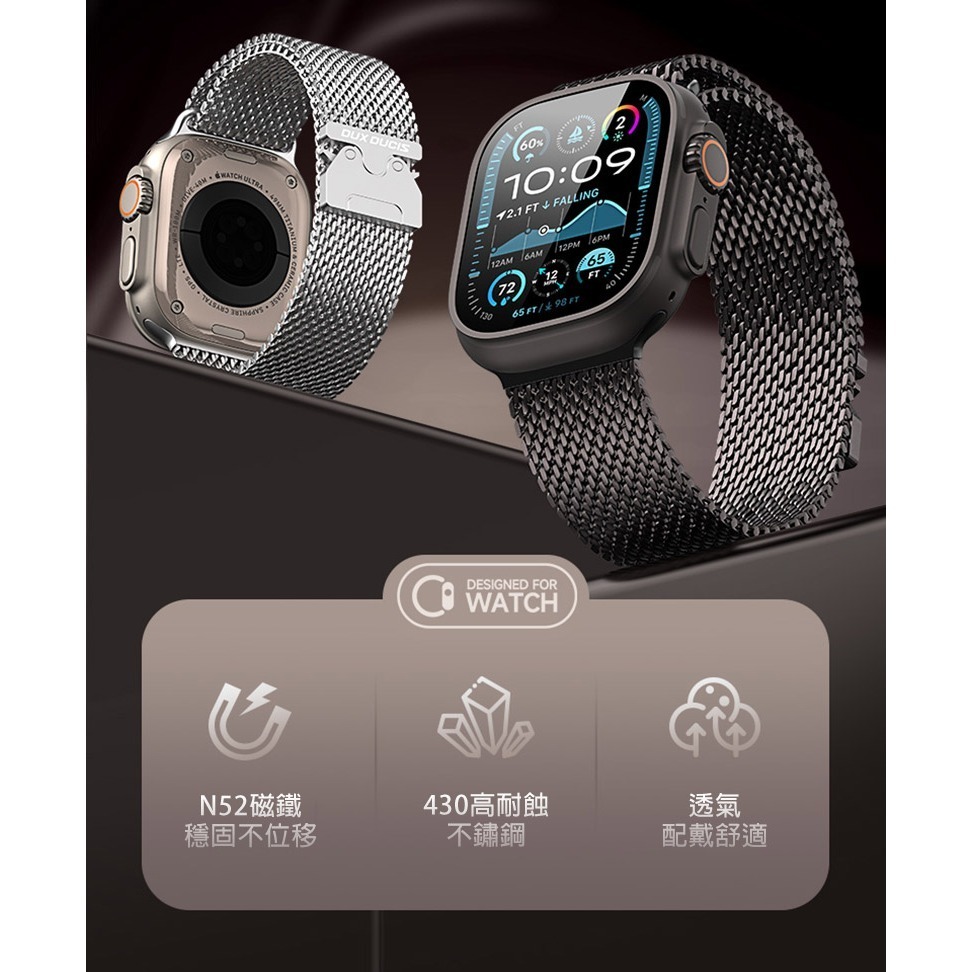 DUX DUCIS Apple Watch (42mm/44mm/45mm/46mm/49mm) 米蘭 Air 磁吸錶帶-細節圖3