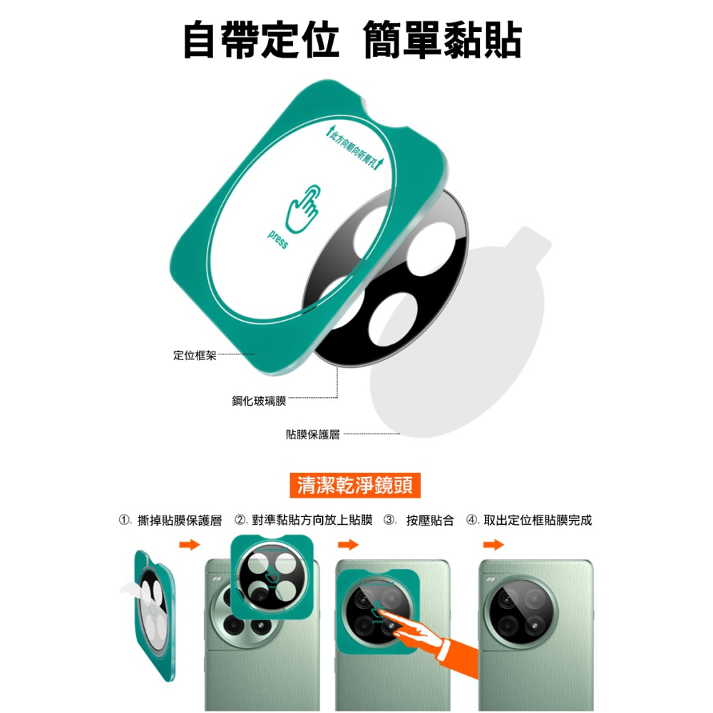 Imak 艾美克 OPPO Find X8 Ultra 5G 鏡頭玻璃貼(曜黑版)(自帶定位版) 奈米吸附 鏡頭貼 鏡頭-細節圖3
