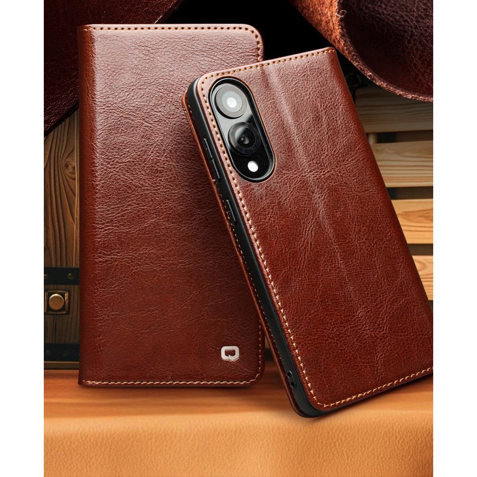 QIALINO SAMSUNG 三星 Galaxy S25 Edge 真皮經典皮套 牛皮 可站立 可插卡 保護套 手機套-細節圖3