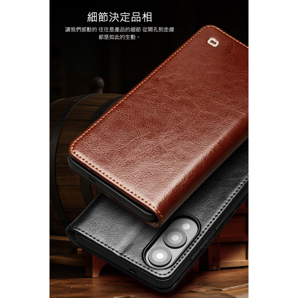QIALINO SAMSUNG 三星 Galaxy S25 Edge 真皮經典皮套 牛皮 可站立 可插卡 保護套 手機套-細節圖5