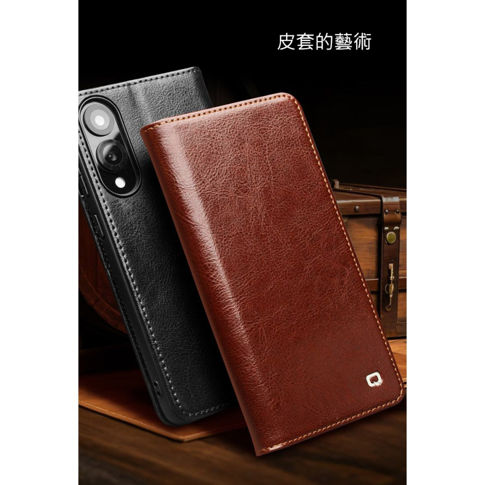 QIALINO SAMSUNG 三星 Galaxy S25 Edge 真皮經典皮套 牛皮 可站立 可插卡 保護套 手機套-細節圖6