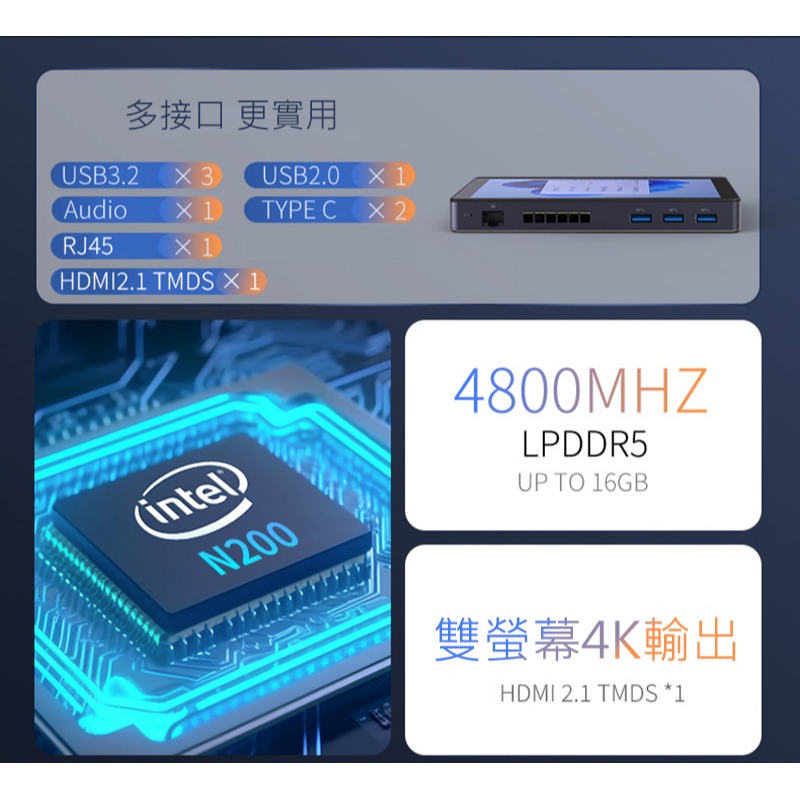 MOREFINE M11 掌上平板電腦(Intel N200 3.7GHz) - 16G 系列小主機 掌上電腦 平板電腦-細節圖3