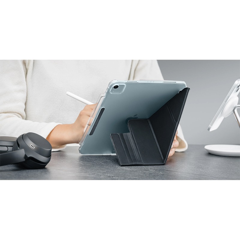 MAGEASY iPad Air 13 (M2/M3)/Pro 12.9 Facet 全方位支架透明背蓋保護套 (筆槽款-細節圖3