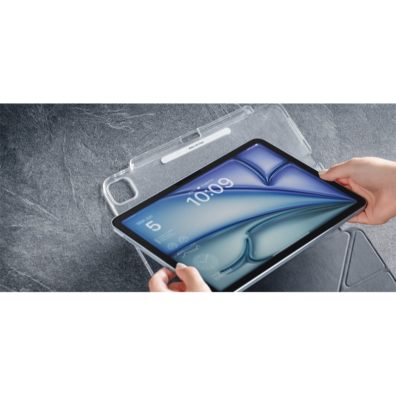MAGEASY iPad Air 13 (M2/M3)/Pro 12.9 Facet 全方位支架透明背蓋保護套 (筆槽款-細節圖11